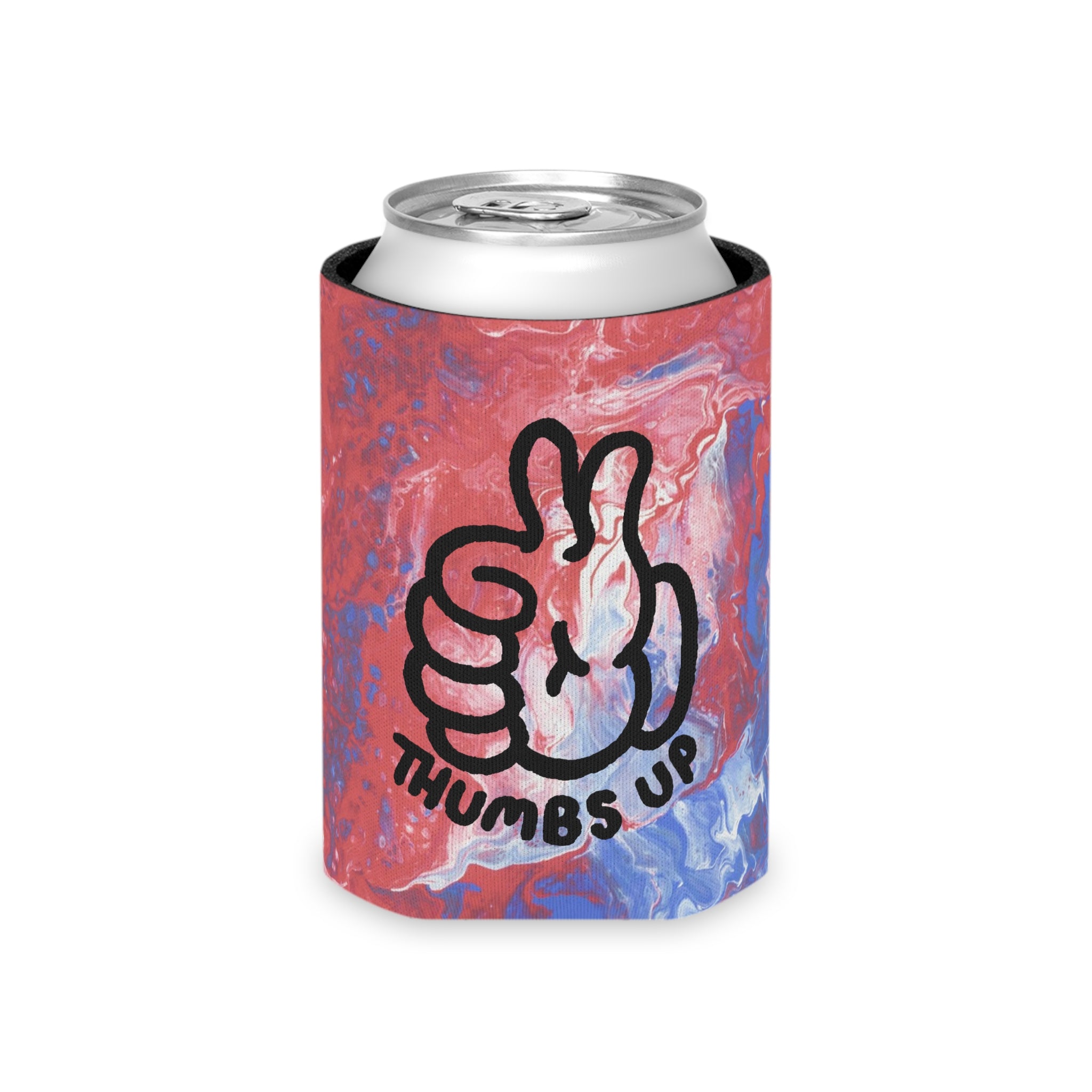 Thumbs Up Can Cooler Red, White, and Blue tie dye
